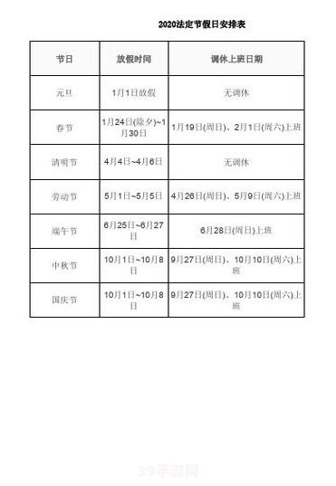 中秋放假安排2020法定节假日:中秋佳节将至，法定节假日游戏攻略大放送！